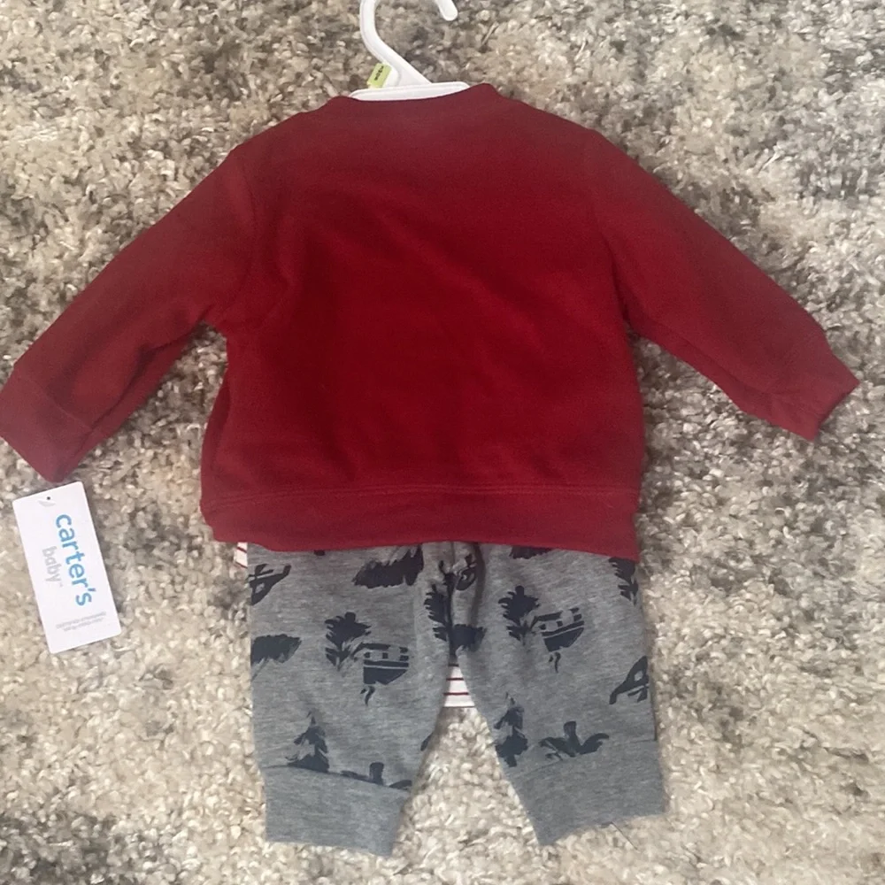Carters Baby Boy Helicopter Mountain Sweatshirt Pants Onesie Outfit Set 3M
